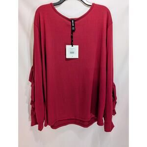 Agnes & Dora Ruffle Sleeve Pullover Wine XXXL NWT